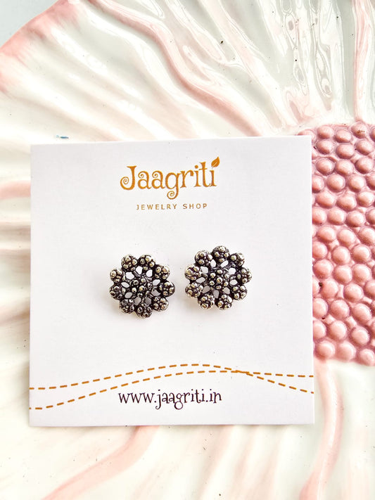 Oxidized Silver -Tone Stud Earrings