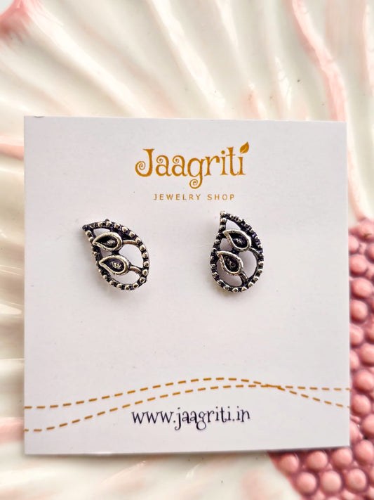 Oxidized Silver -Tone Stud Earrings