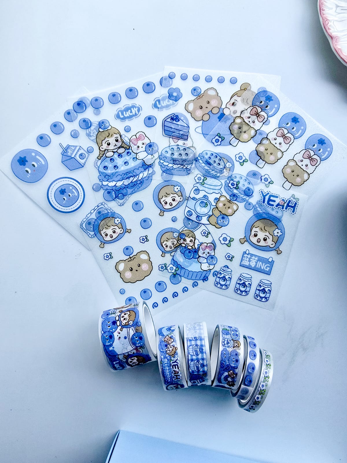 KQ-22401 | Kawaii Washi Tape & Kawaii Sticker Box Set | Waterproof Transparent PET Washi & Sticker |