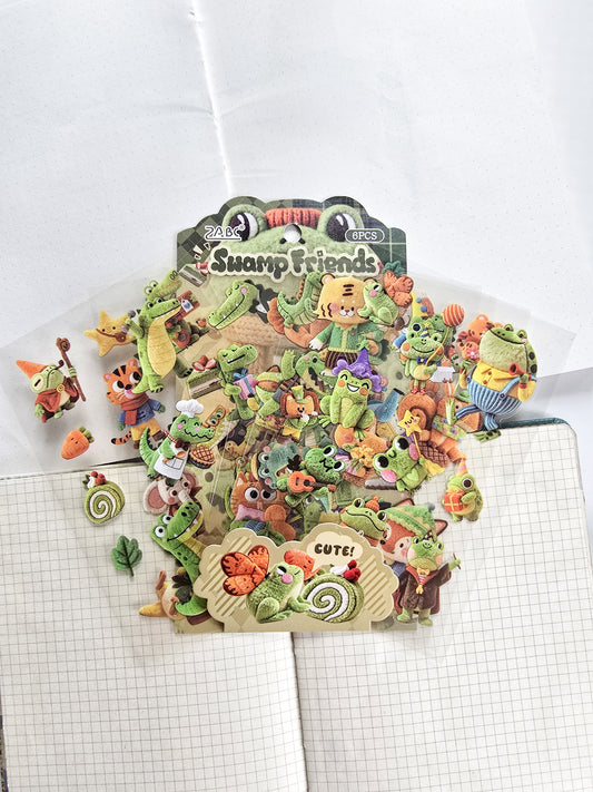 RRMY-403 | Swamp Friends Frog Designs kawaii sticker | 6 Pcs Sticker  Sheets |