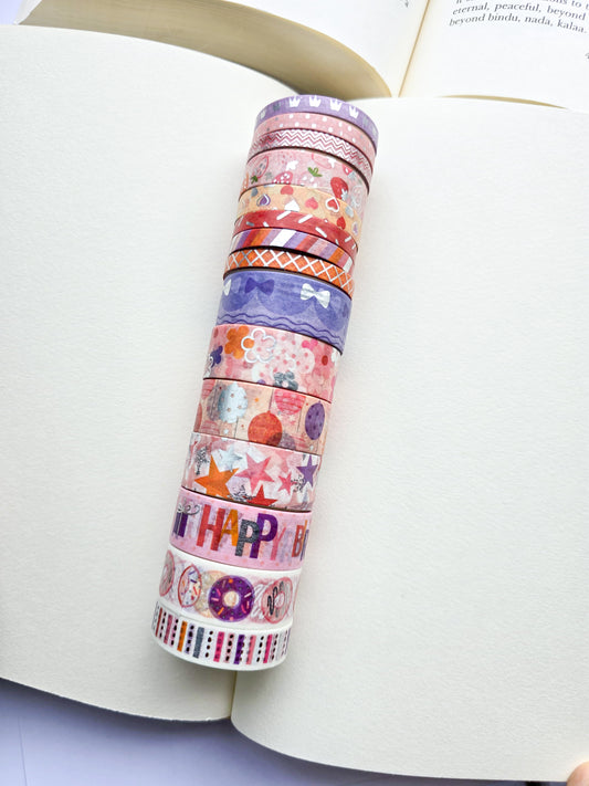 MG7836D | Happy Birthday Washi Tape | 15pcs Washi Tape Set | 30mm | 2 mtr
