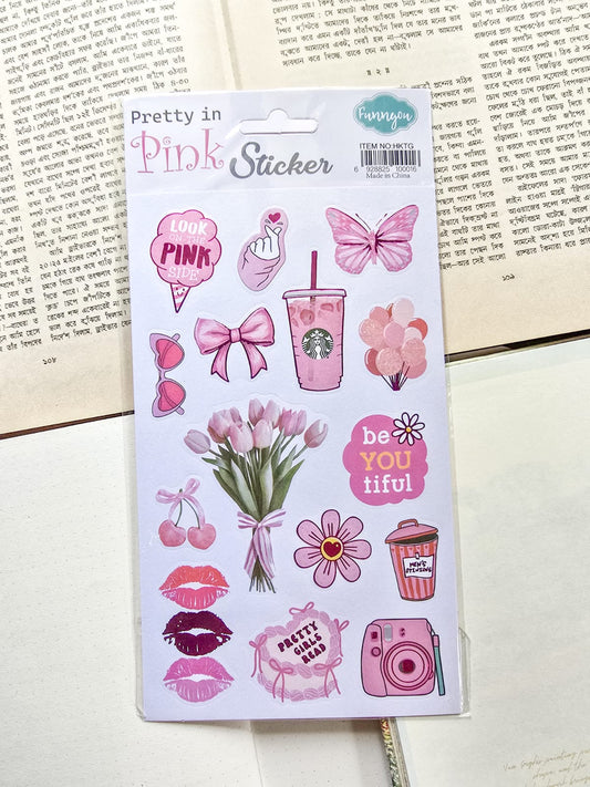 HKTG | Pretty In Pink Decorative Pre Cut Sticker 1pcs  | 21×12.5