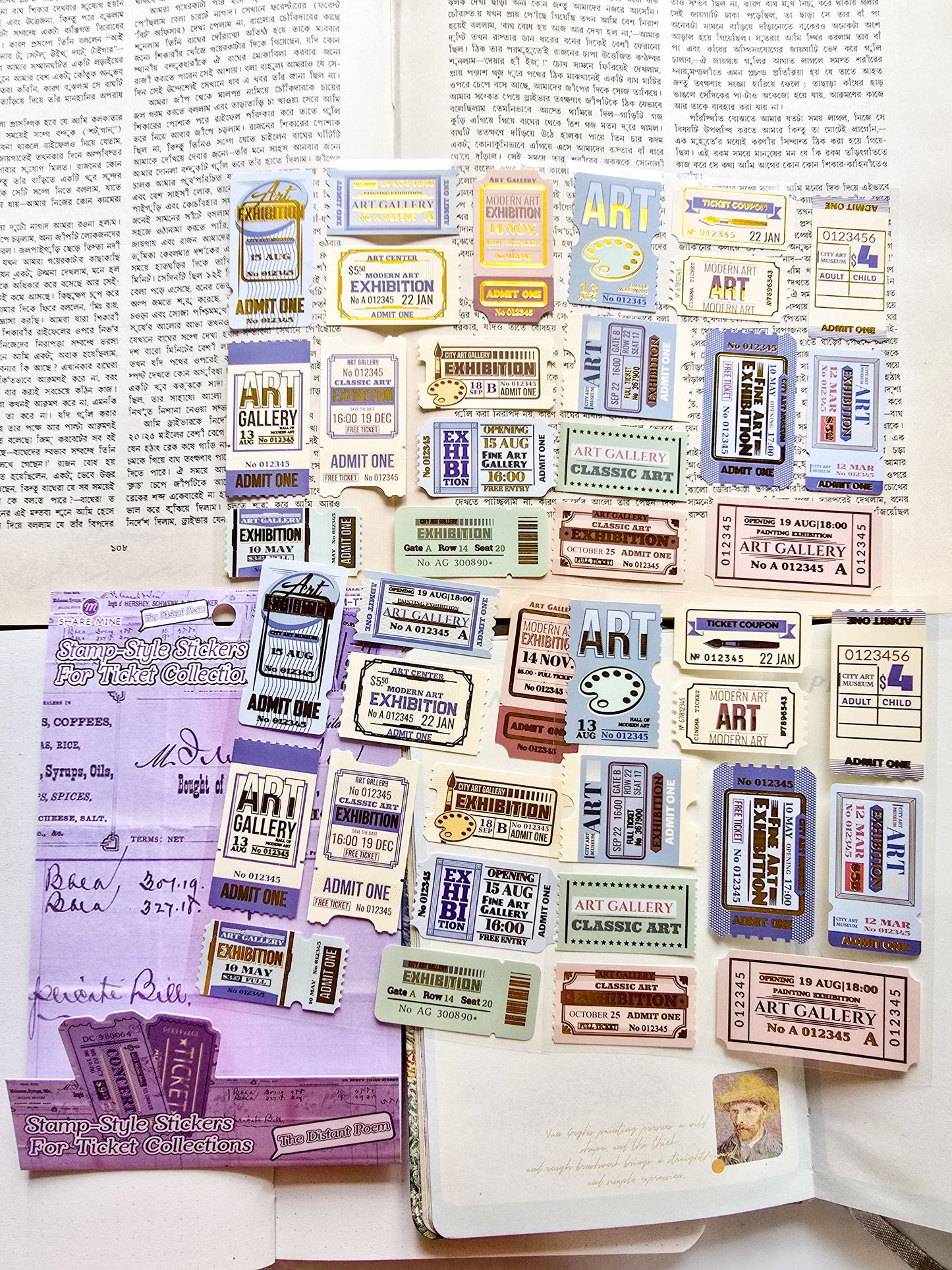 XM-TZ2938 | Stamp-Style Stickers For Ticket Collections | 4pcs | 18.6×12mm