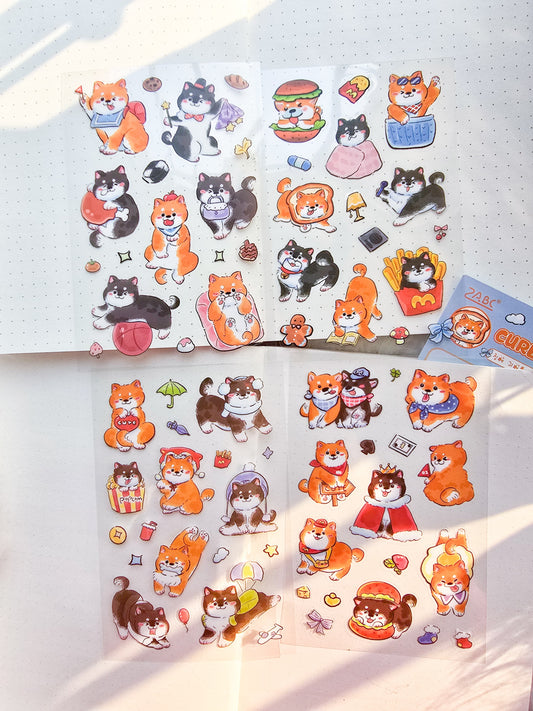 JYMQ-6-05|G-9| Cure Shiba Inu | PET | Transparent Sticker| 4 Sheets |