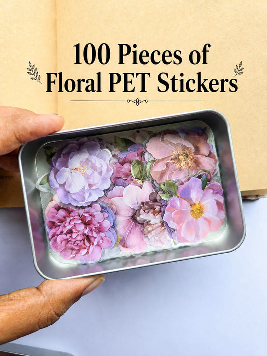 MYSH-404| Purple Nightfall Vintage Watercolor Flowers | PET | Stickers Box | 100Pcs | 40* 40mm