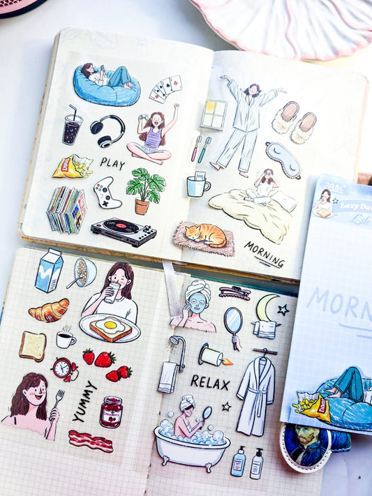 MHSJC - 601 |G9 | PET | Life Slices | Lazy Daliy Moments | 4Pcs | 150mm |