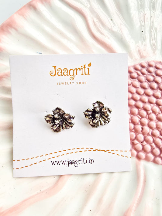Oxidized Silver -Tone Stud Earrings