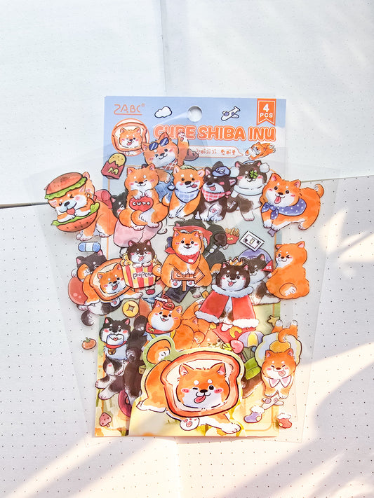 JYMQ-6-05|G-9| Cure Shiba Inu | PET | Transparent Sticker| 4 Sheets |