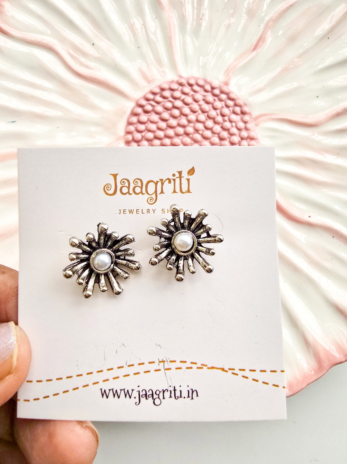 Oxidized Silver -Tone Stud Earrings
