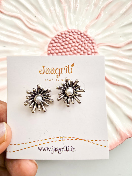 Oxidized Silver -Tone Stud Earrings
