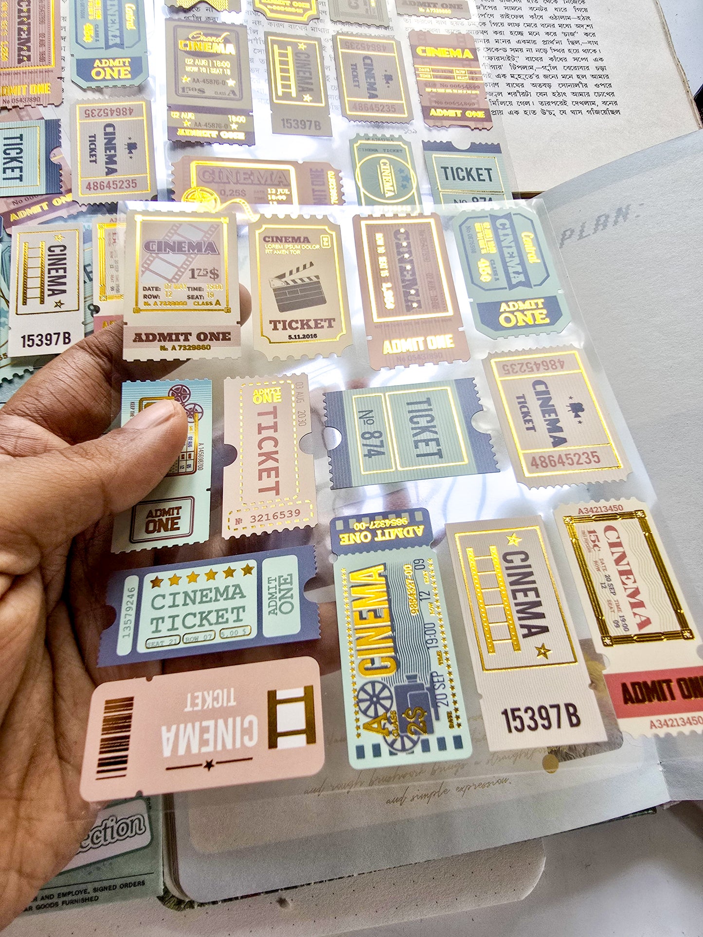 XM-TZ2938 | Stamp-Style Stickers For Ticket Collections | 4pcs | 18.6×12mm