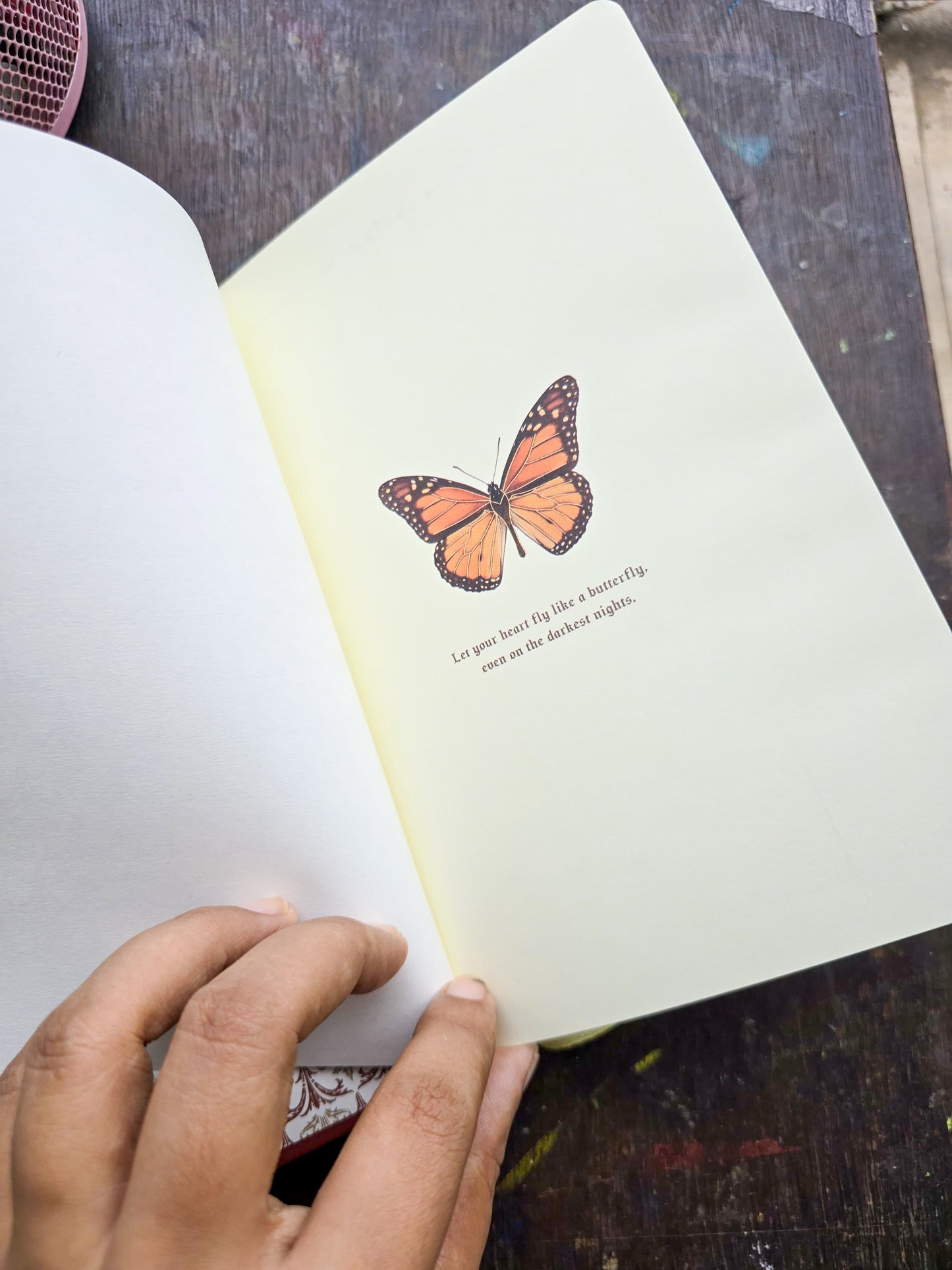 JZA5128-2307 | TIEFOSSI Butterfly Hardbound Journal Features a Deep Blue Cover With Intricate Gold Foil Detailing And a Central Morpho Butterfly Illustration