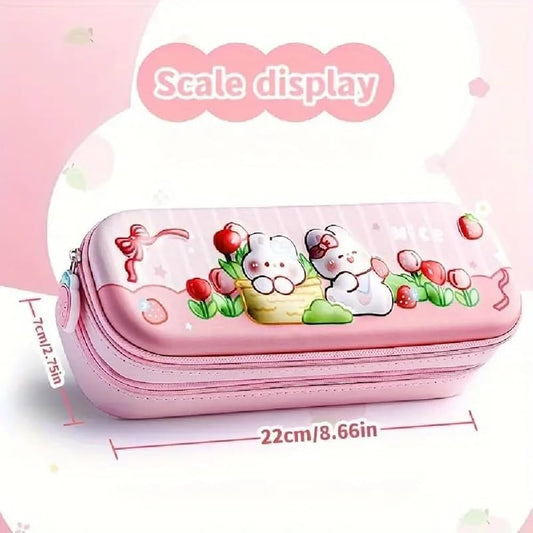 KBX-1062A| Double Layer Space Pencil Case,3D Cover  Pencil Zipper Pouch Bag,Compass School Kids Stylish Pen Holder Stationery Box |