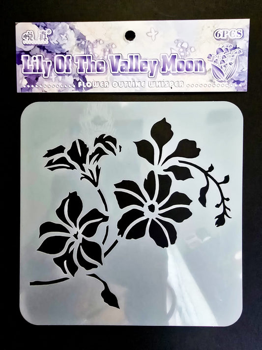 #17 HKDY-4-03 | Lily Of The Valley Moon Stencil | Flower Outline Whisper Stencil |