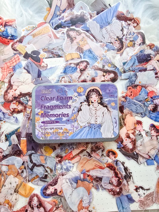 SGSX-4-03|R-D| Clear Foam Fragments Memories |Transparent Character Sticker | PET | 100 PCS |