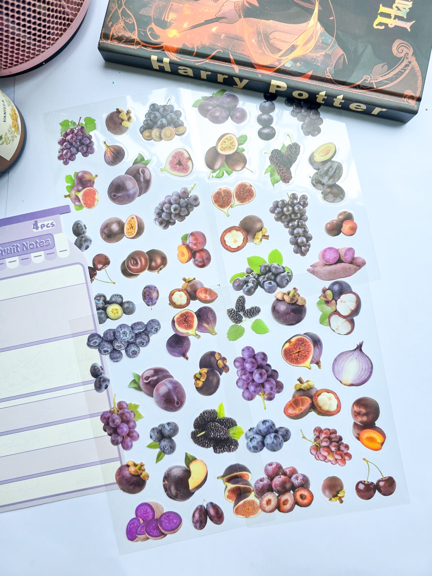 GQSG-605 | Purple Fruit Notes Sticker| PET |Pre Cut Sticker 4Pcs Sticker Set | 100* 150mm