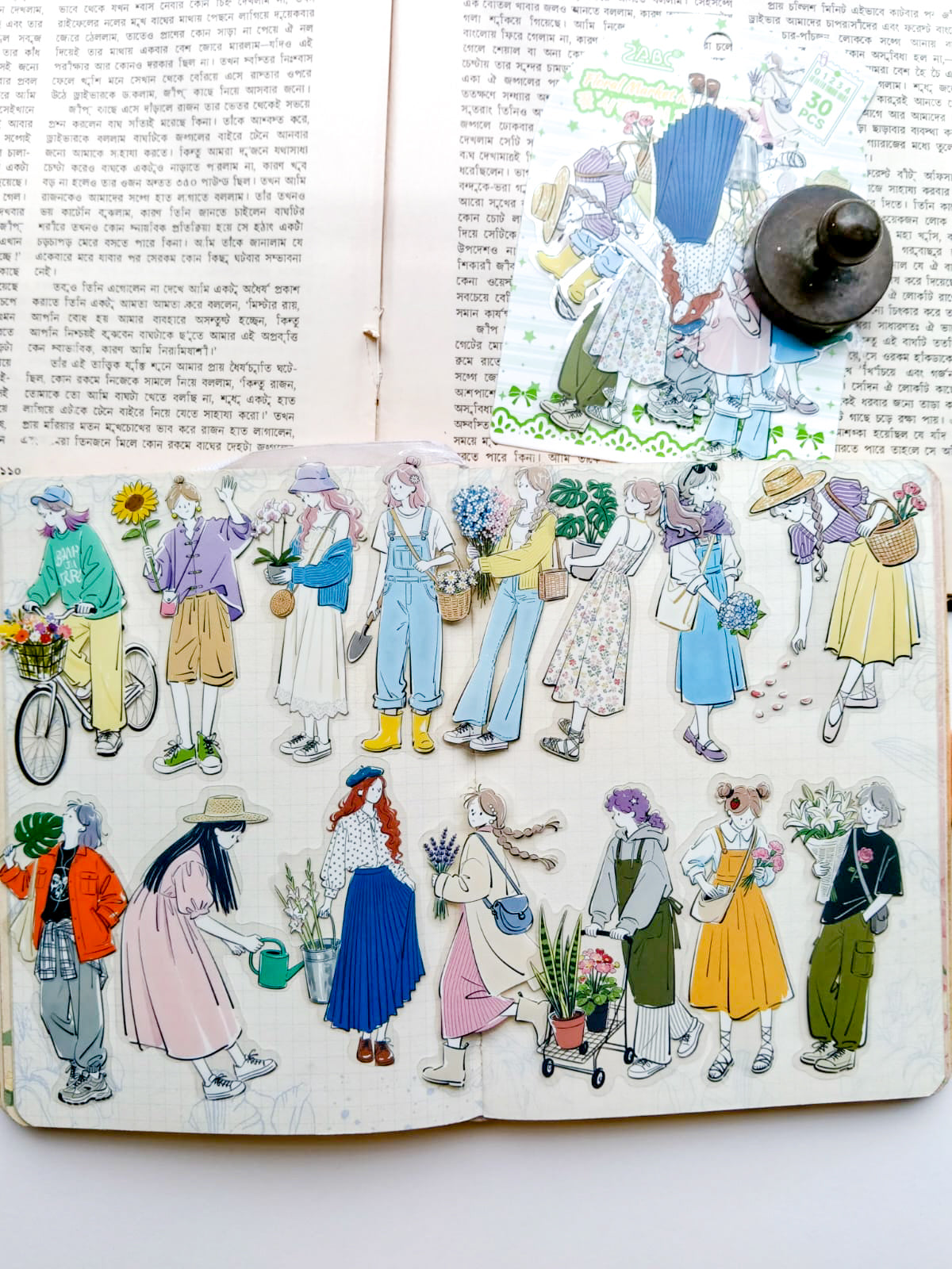YRSH-604 | Floral Market Amusements Character Sticker 30Pcs PET | 70* 80mm