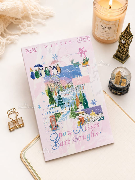 FGSJ- 404 | Winter-Themed PET  Sticker Book | Featuring scenes Of Penguins, City Landscapes |