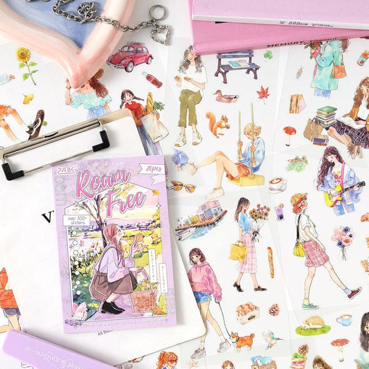 ZZPF2.0-403| 20-Piece Character Sticker sets From Series Like Summer Love" Or Pleasant Life Designed For Journaling Sticker Book |