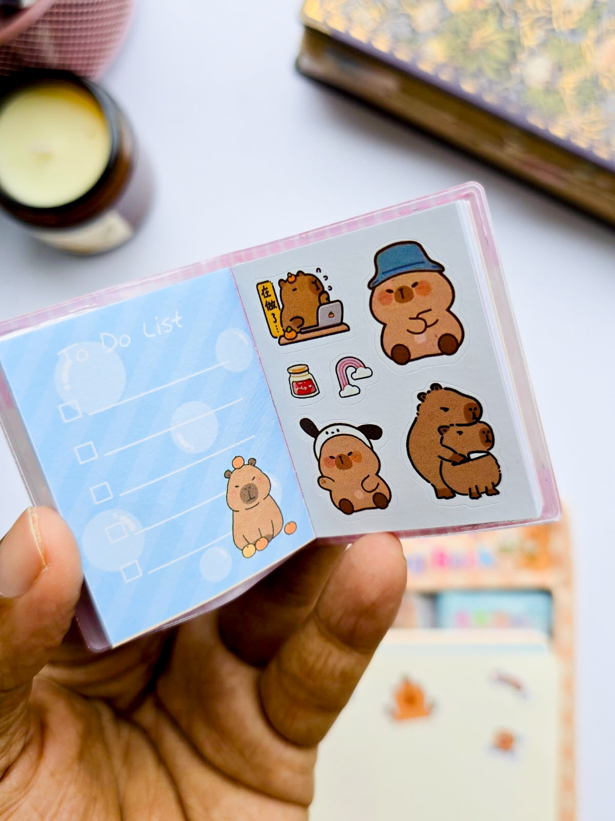 XM-B2 | Mini Sharing Book | Capybara-Themed Pocket Mini Note Book | Random 1pcs |6×4.5mm