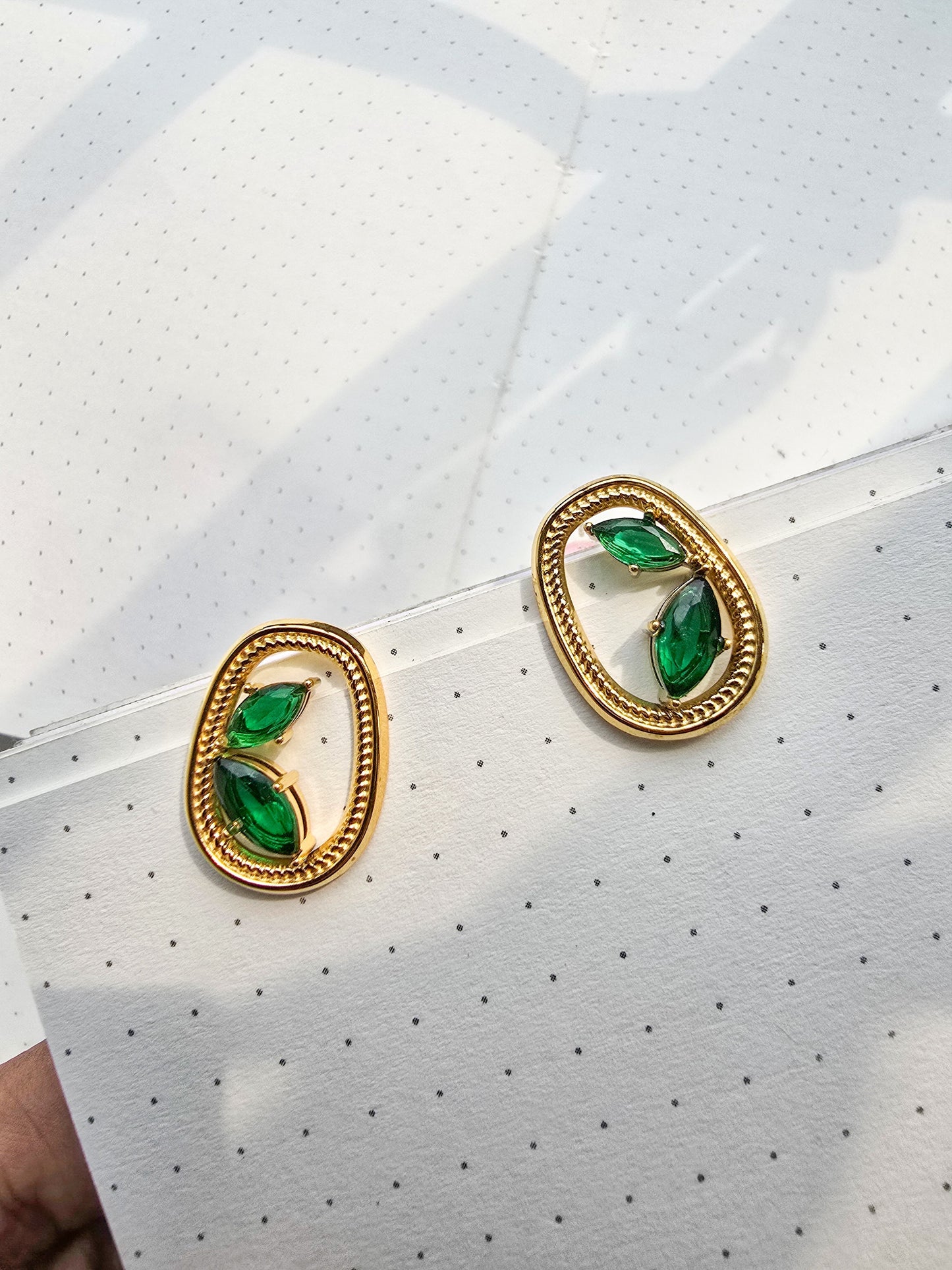 Green Stone Stud Earring