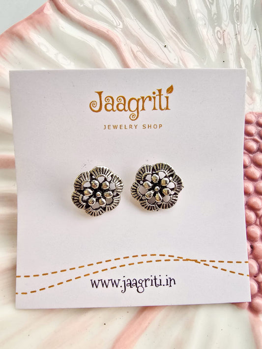 Oxidized Silver -Tone Stud Earrings