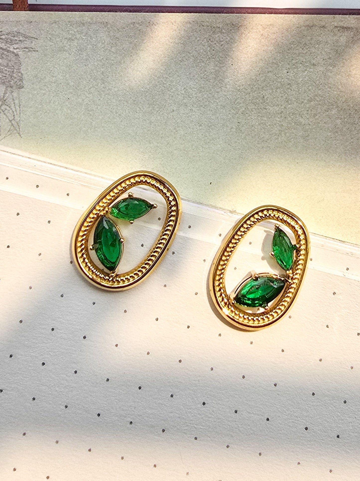 Green Stone Stud Earring