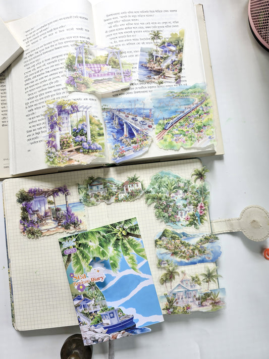 SSQH-402 | Scenery |  PET | Sticker | Sea Breeze Diary| 10 Pcs | 40*89mm