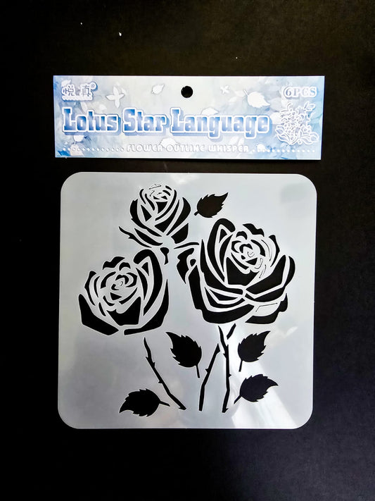 #22 HKDY-4-01 | Lotus Star Language Stencil | Flower Outline Whisper Stencil |