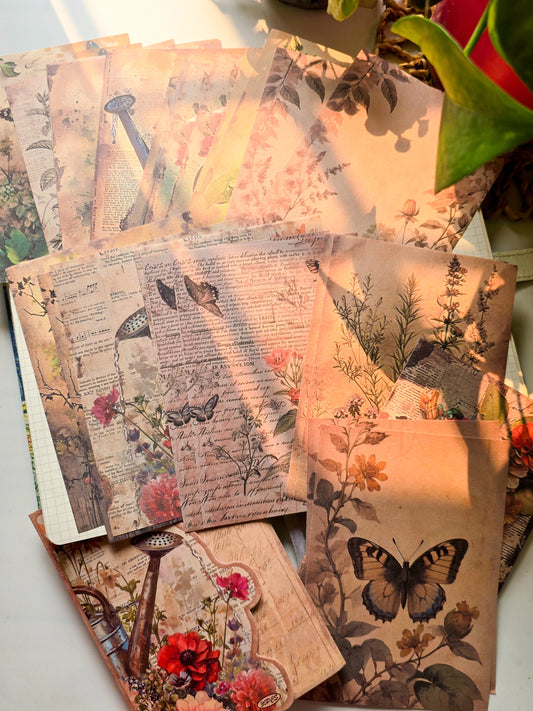 JLMB606 - material paper banana Lin Mobo series retro floral theme diy sticky material 30 sheets into