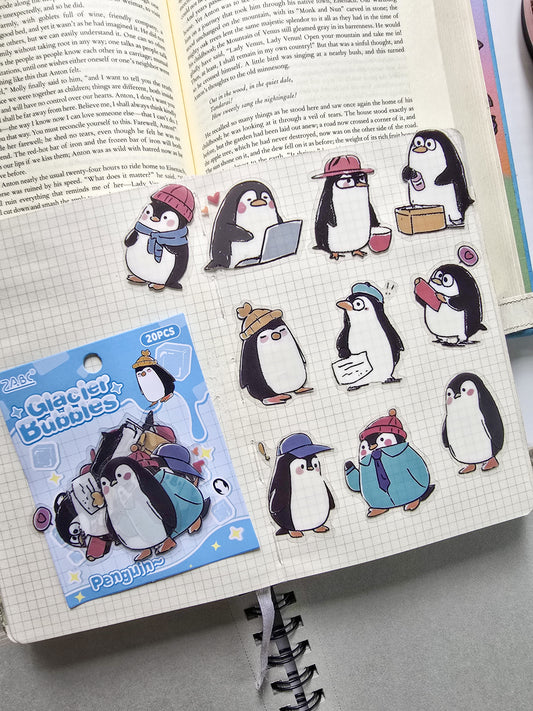 DWHXQ-604 | PET | Cute stickers | Glacier Bubbles |Penguin | 20 Pcs Sticker | 50*50mm