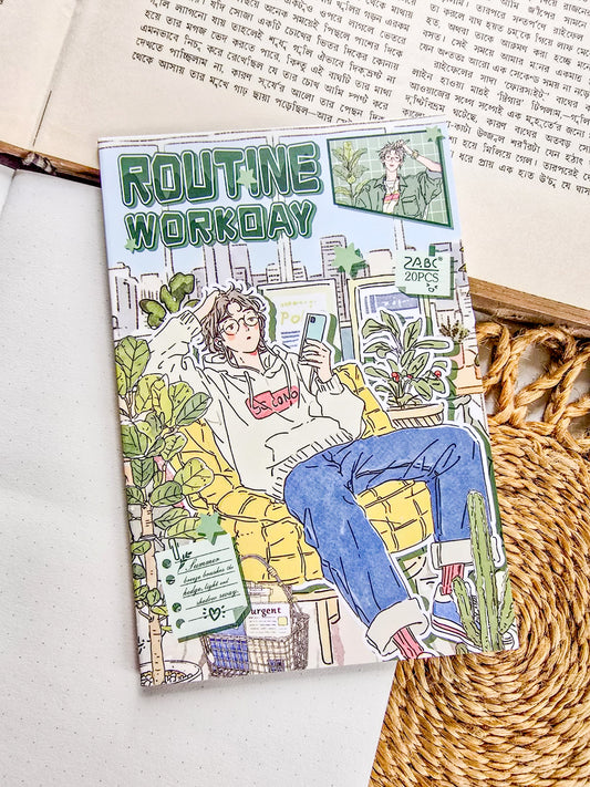 SHBJL-402 | Routine Workoay  Character Sticker Book Over 400 Aesthetic PET Sticker daily-life themed | 100* 150mm 20Pcs