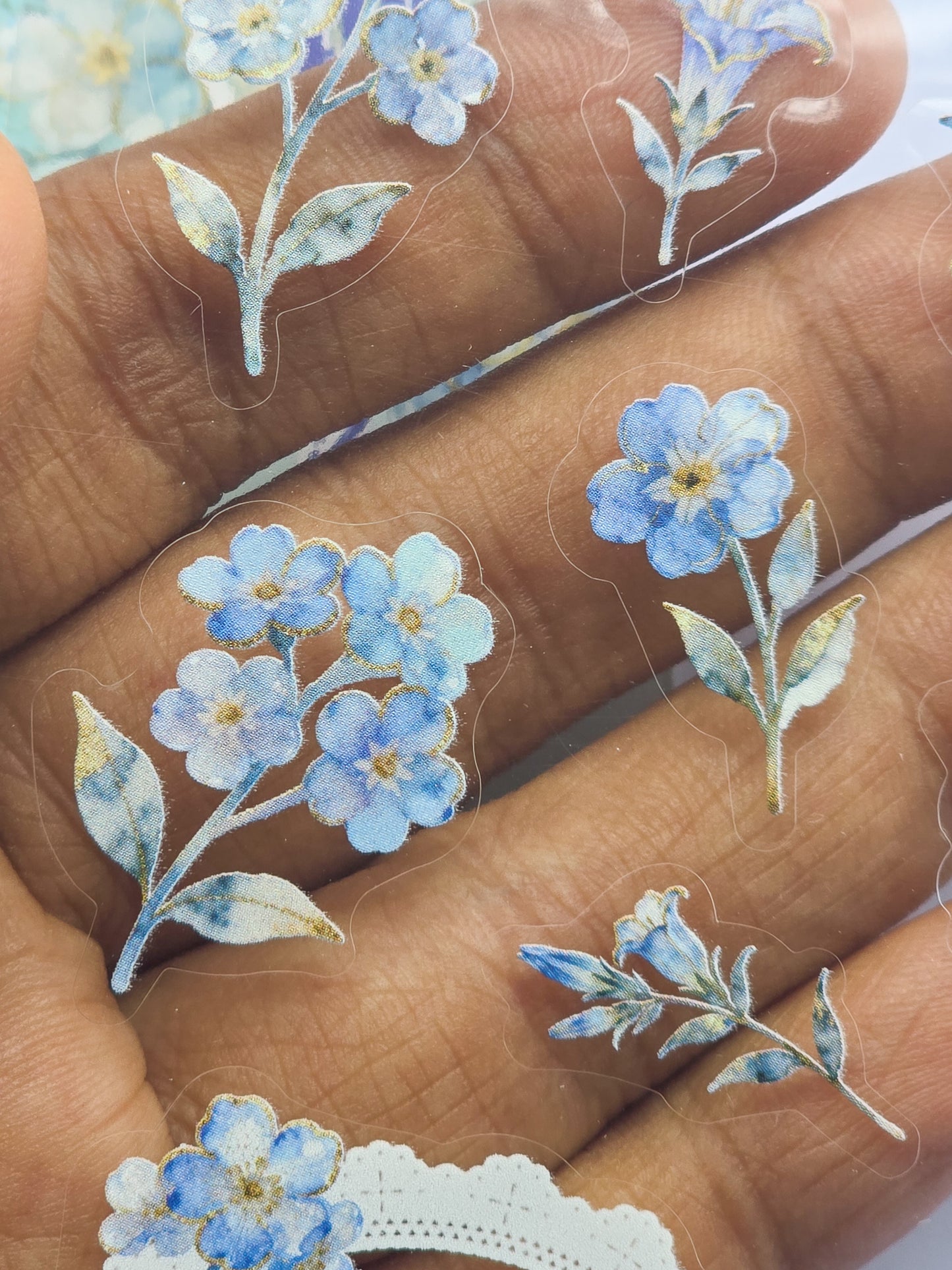 KJHY-602 | Blues Wallations | PET |  Watercolour Flower Asthetic sticker | 100* 150mm