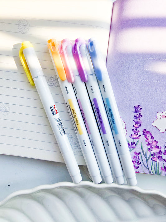 HMC-9011-5 | Highlighters 5 Colours Pen | Double Head Soft Colour Pen