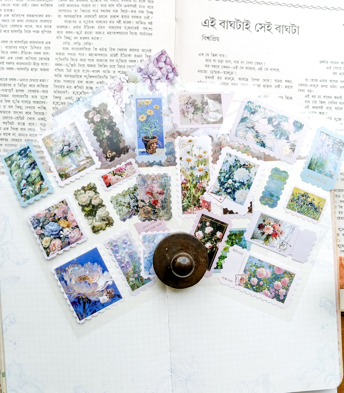 HJSGJ-601 | Blossom Dreamscape Flower Letter Collection Time Stamp Sticker Album 3pcs |100* 150mm