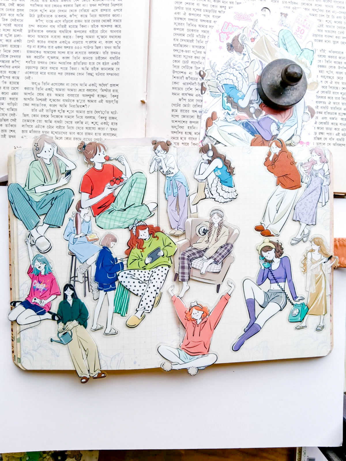 YRSH-605 | Live At Leisure Character Sticker 30Pcs PET | 70* 80mm