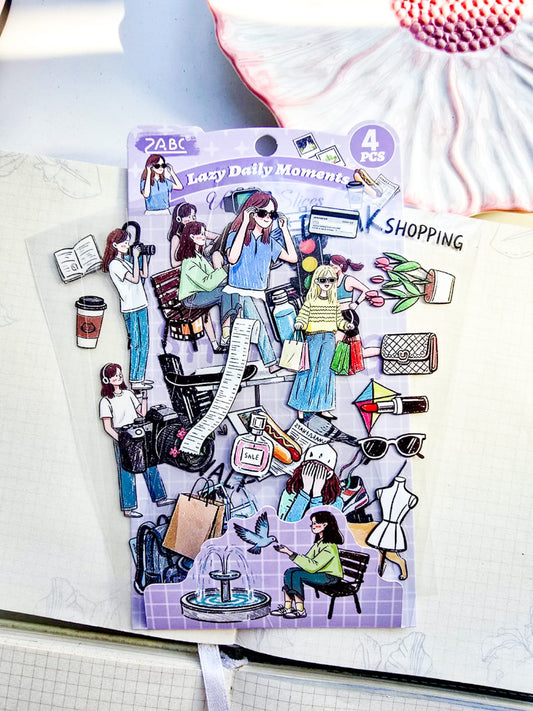 MHSJC - 604 | PET | Urban  Slices | Lazy Daliy Moments | 4Pcs | 150mm |