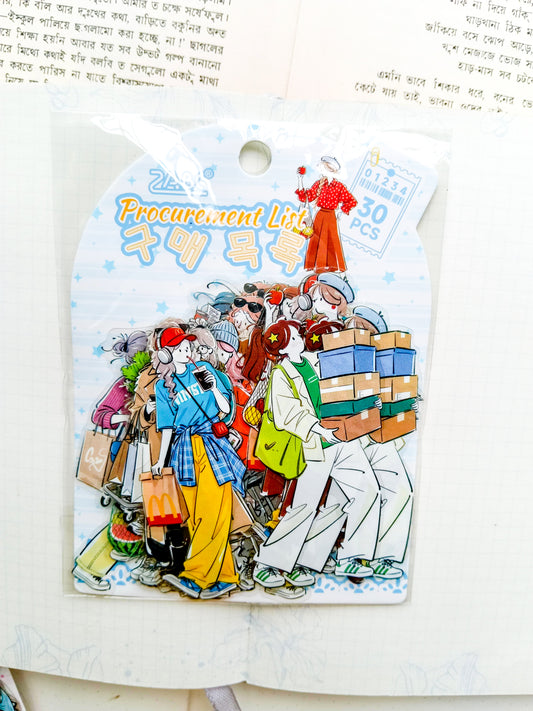 YRSH-601 | Procurement List    Character Sticker 30Pcs PET | 70* 80mm