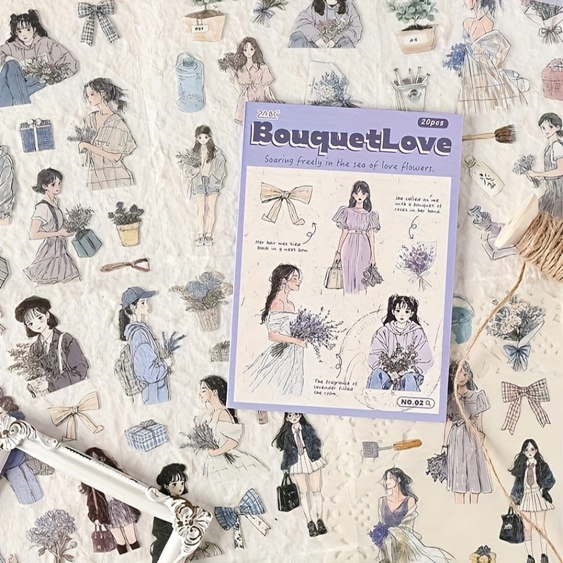 SXNH-402 Bouquet Love| Forest Girl Series Pre-Cut Sticker Book|148*105mm 20 Pcs
