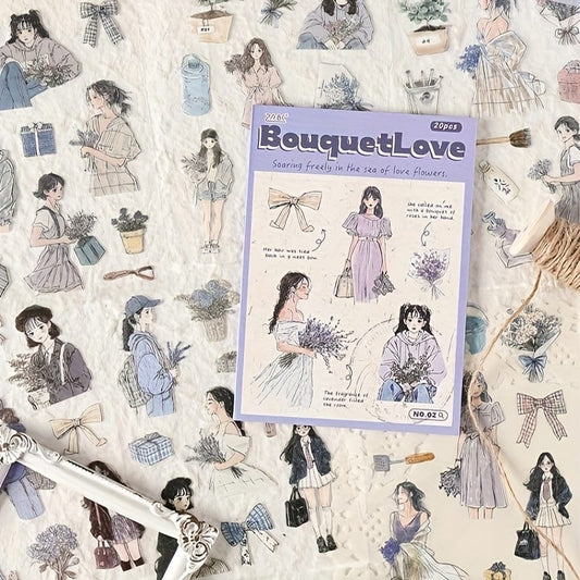 SXNH-402 Bouquet Love| Forest Girl Series Pre-Cut Sticker Book|148*105mm 20 Pcs