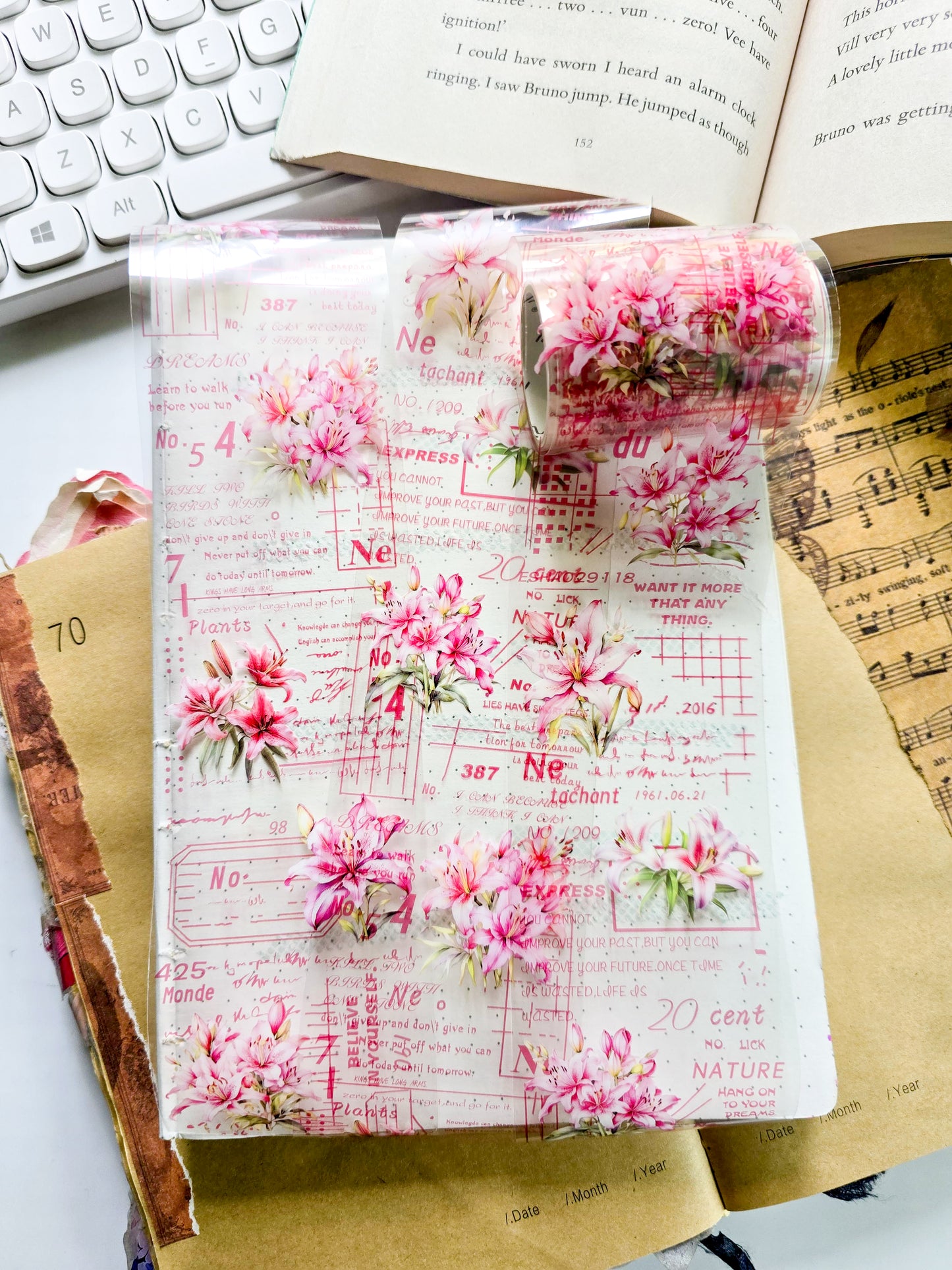 CNHD-201 |South of the city flower chap |  Flower Untic Beauty PET Sticker Roll 1 pcs | 60nm*2m/380mm