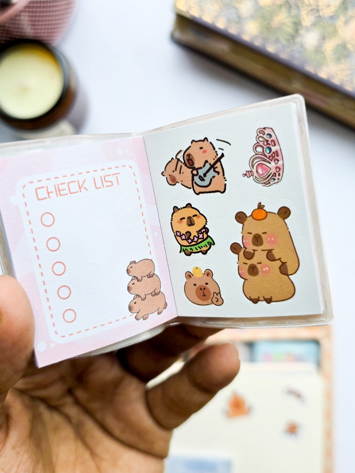 XM-B2 | Mini Sharing Book | Capybara-Themed Pocket Mini Note Book | Random 1pcs |6×4.5mm