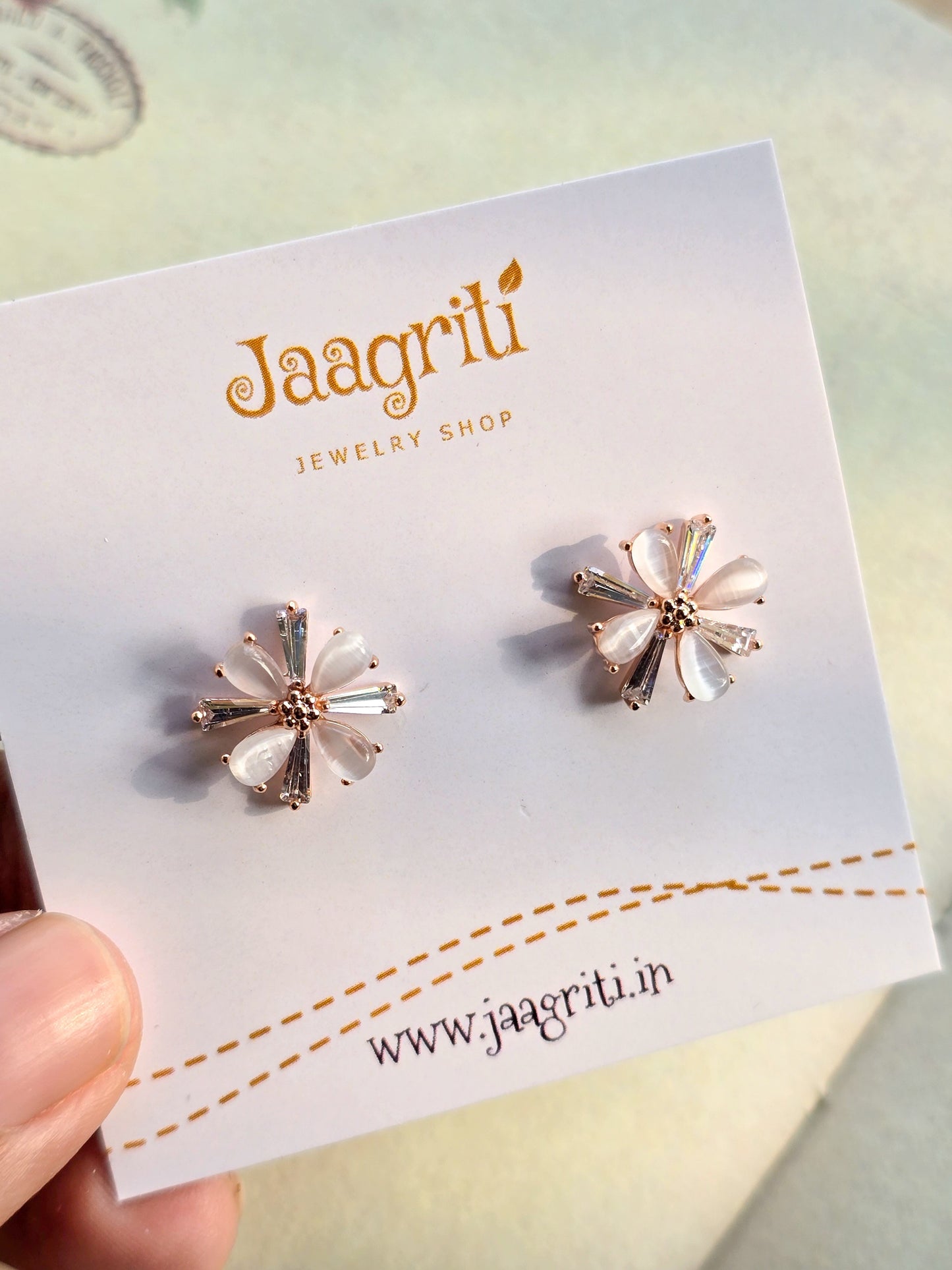 Flower Stud Korean Earring Rose Gold