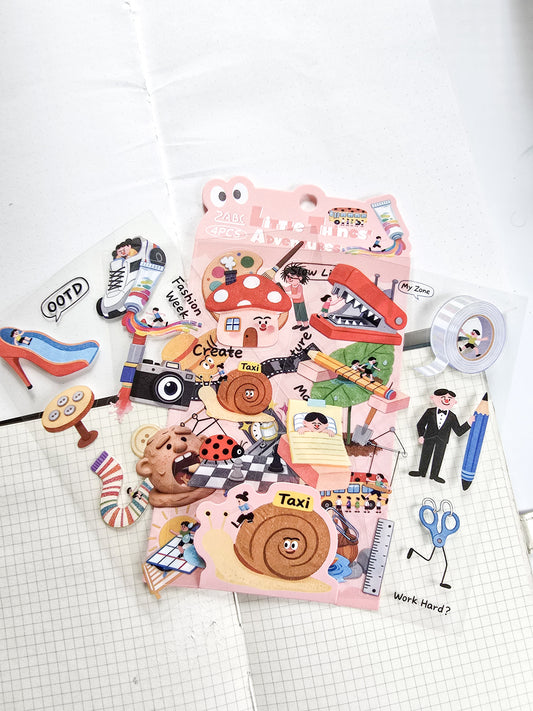RCGQT-603 | Cartoon Pattern PET Sticker Little Things Adventure | 100*150mm