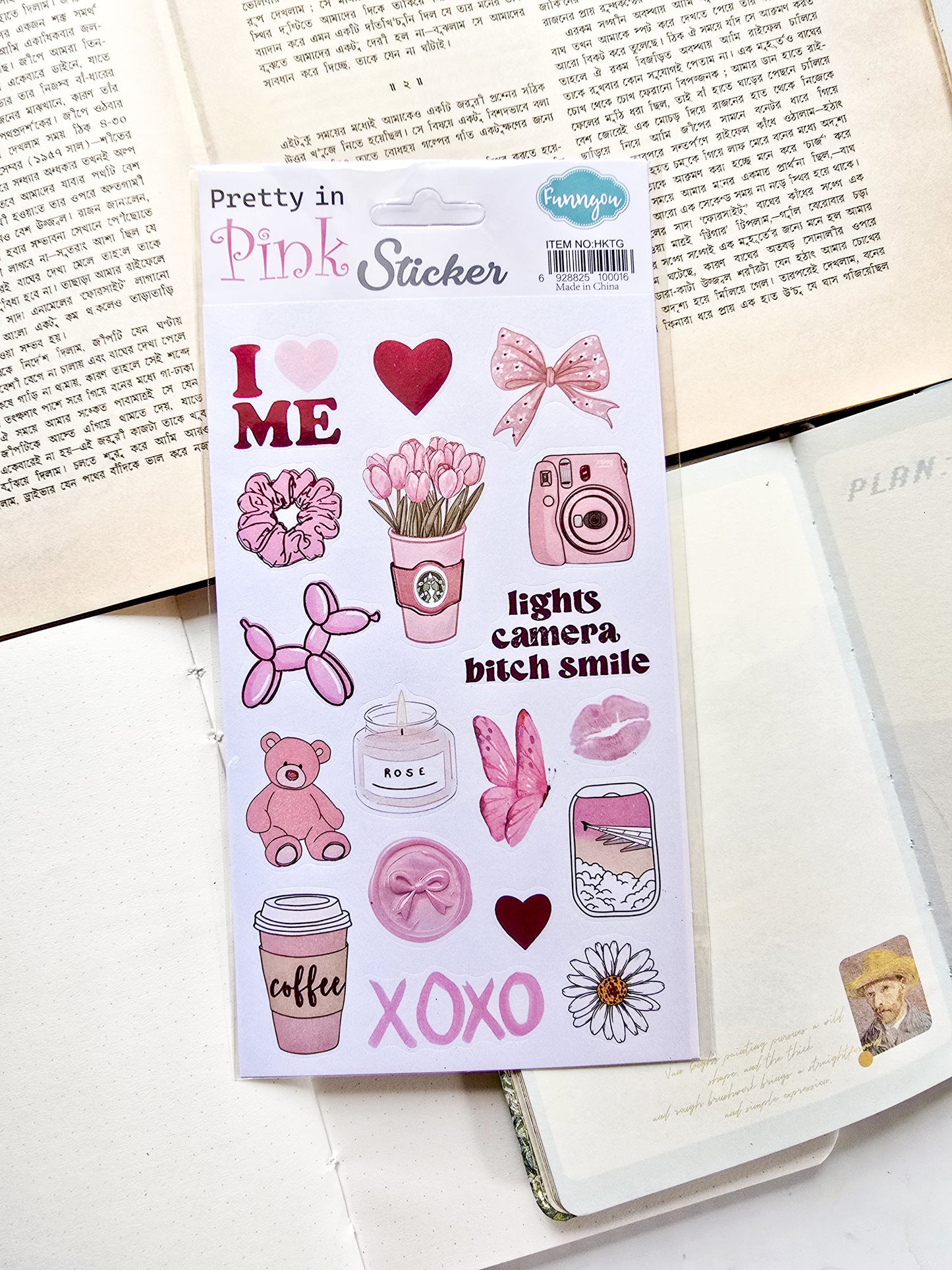 HKTG | Pretty In Pink Decorative Pre Cut Sticker 1pcs  | 21×12.5