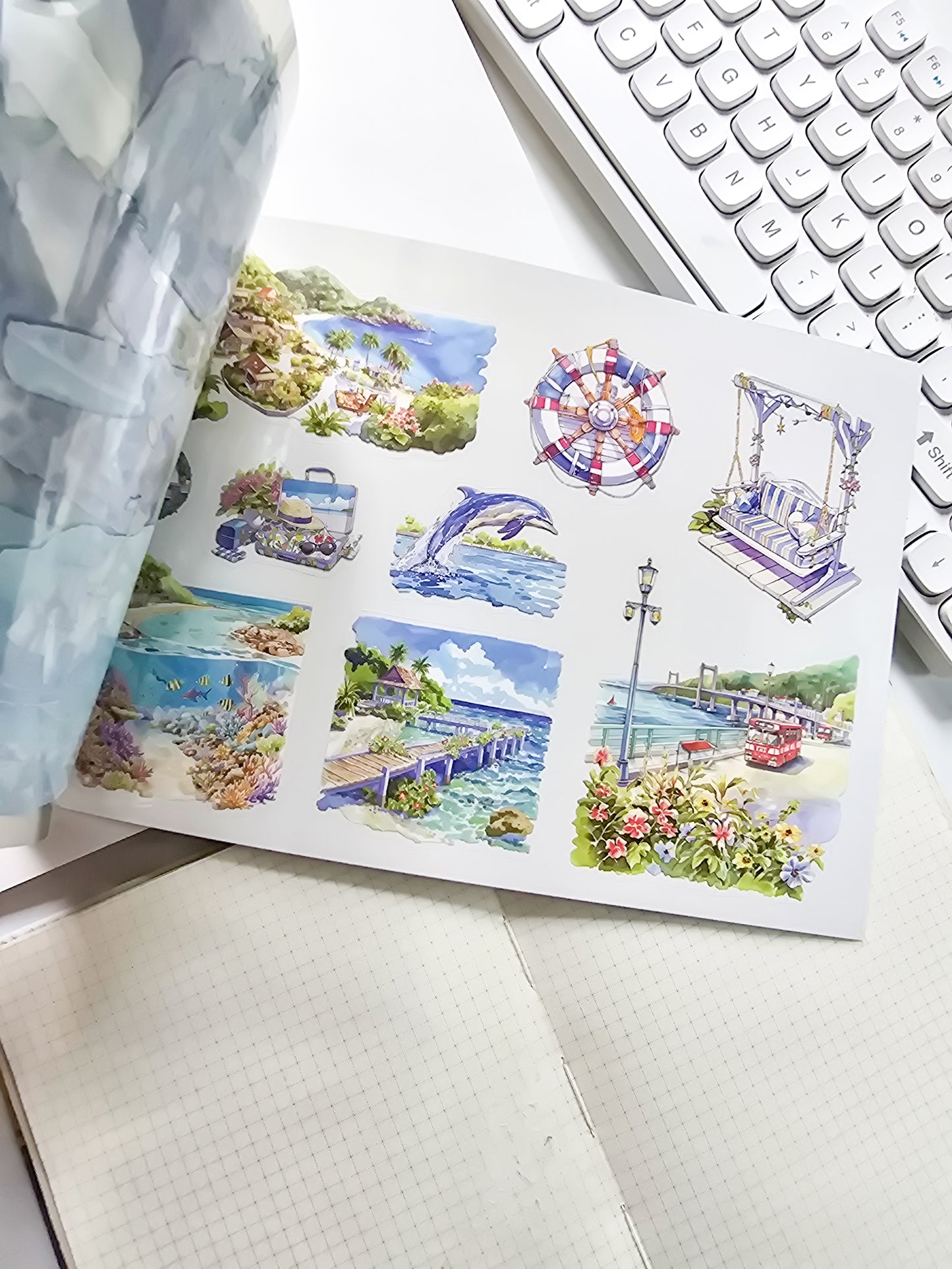 SSFW402 Scenery PET Sticker Book | Precut | 235x167mm | 20 Pages | Premium Quality | Saltwater Day