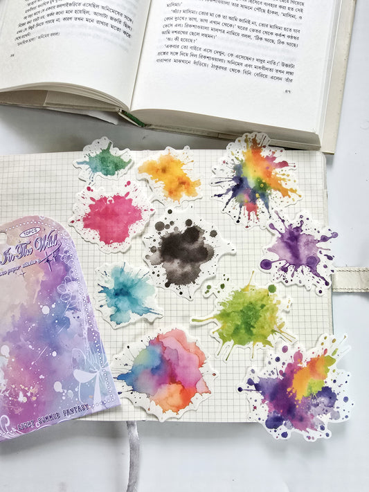QXHM-605 |Splattered Bin The Whit Beautiful Japanese Paper Stickers 10pcs | 110*70mm