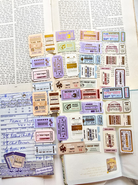 XM-TZ2938 | Stamp-Style Stickers For Ticket Collections | 4pcs | 18.6×12mm