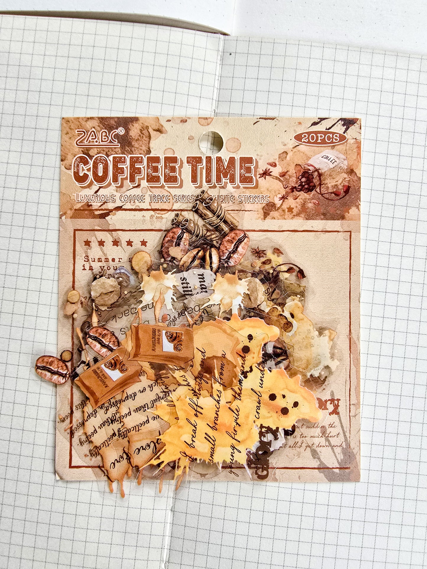 NXKJ-606 | COFFEE TIME LUXURIOS COFFEE TRACE SERIES EXQUISITE STICKERS 20 PCS | 70*70mm