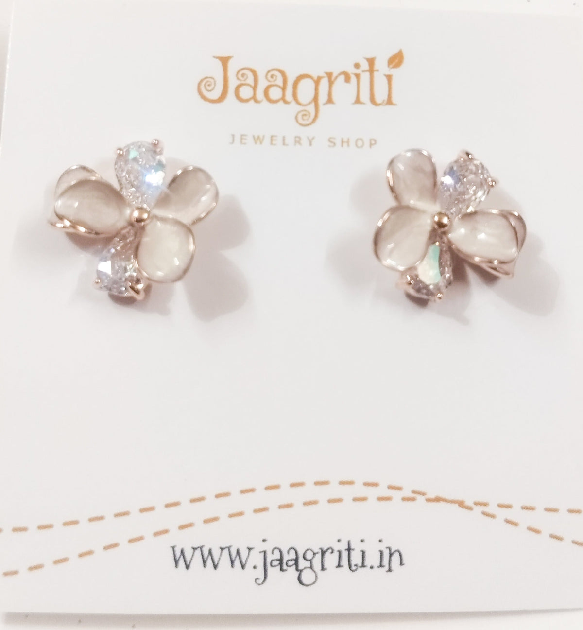 Rose Gold Floral Design Earrings